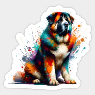 Abstract Colorful Splash Central Asian Shepherd Dog Art Sticker